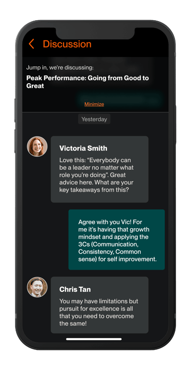 screenshot of discussion between peers