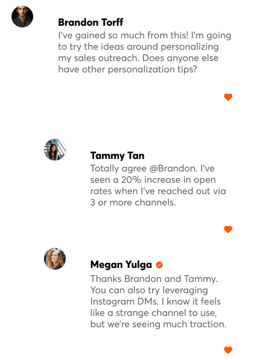 Preview of comments as social feature in the Tigerhall App