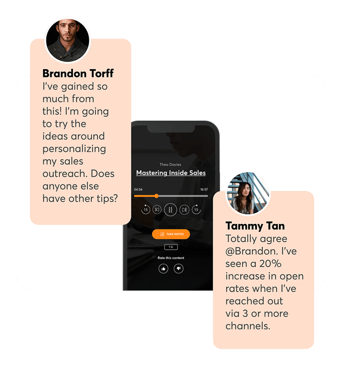 Users engaging on a podcast in the Tigerhall app